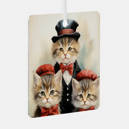 Ornement En Métal Gorgeous Three Kitten Family Christmas (Avant droite)