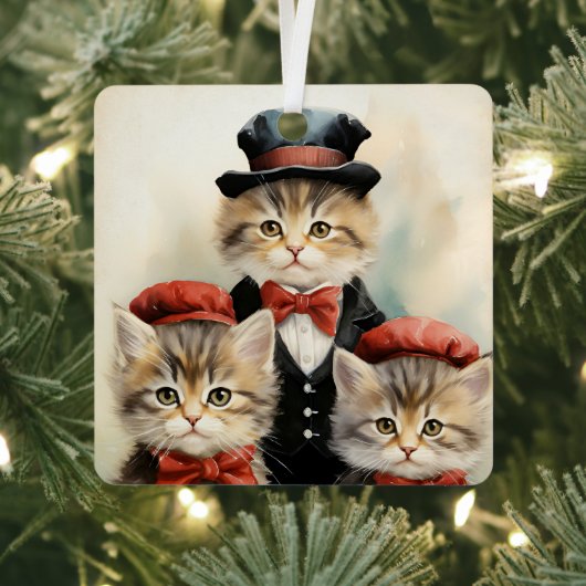Ornement En Métal Gorgeous Three Kitten Family Christmas (Insitu)