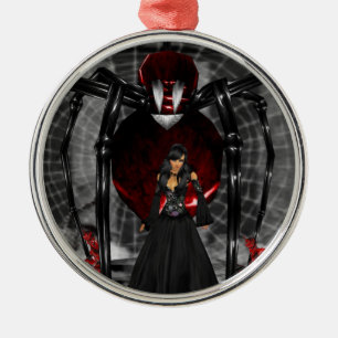 Ornement En Métal Goth Black Spider Round Orament