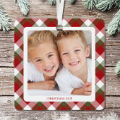 Ornement En Métal Grand-mère Photo Noël Plaid