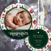 Ornement En Métal Grand-parents Premier Noël Photo Vacances Motif