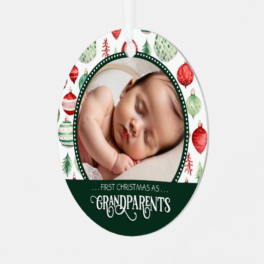 Ornement En Métal Grand-parents Premier Noël Photo Vacances Motif (Avant gauche)