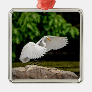 Ornement En Métal Grande Aigrette