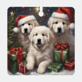 Ornement En Métal Grands Pyrénées Chiffres Cadeaux Noël Scène 1 (Verso)