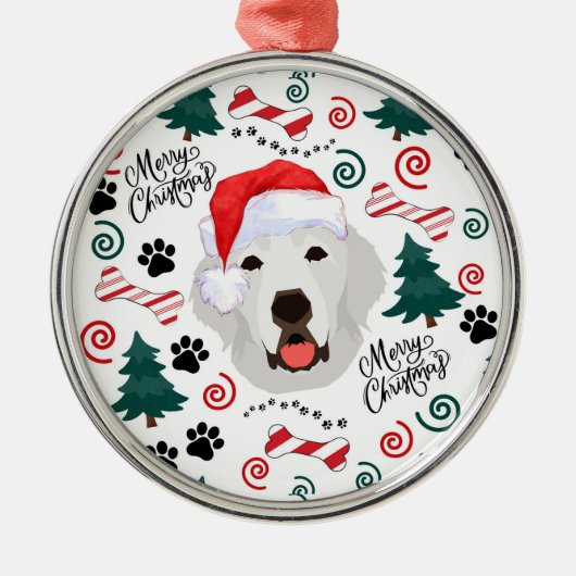 Ornement En Métal Great Pyrenees Santa Christmas Ornament Keepsake (Devant)