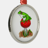Ornement En Métal Grenouille mignonne sur un champignon Noël (Droite)