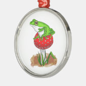 Ornement En Métal Grenouille mignonne sur un champignon Noël (Gauche)