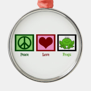Ornement En Métal Grenouilles Peace Love