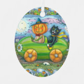 ORNEMENT EN MÉTAL HALLOWEEN ROAD TRIP, JACK ET CHAT NOIR AMIS (Recto)