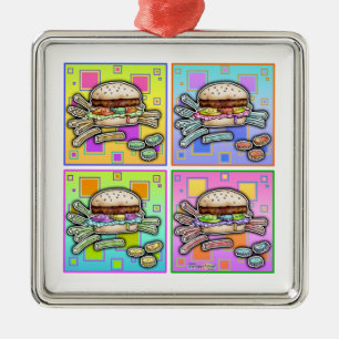 Ornement En Métal HAMBURGER DE Pop Art HANGURGER ORNAMENT