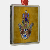 Ornement En Métal Hamsa Coeurs Fleurs Opal Art sur Or (Droite)