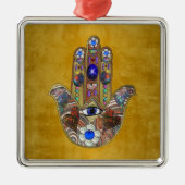 Ornement En Métal Hamsa Coeurs Fleurs Opal Art sur Or (Devant)