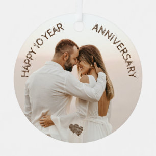 Ornement En Métal Happy 10 Years Anniversary Custom