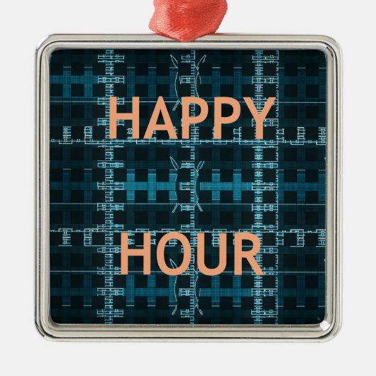 Ornement En Métal Happy Hour Texte bleu Vector Art Imprimer (Devant)