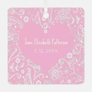 Ornement En Métal Heart Doodle Art Baby NOM DE Fille Naissance Bible