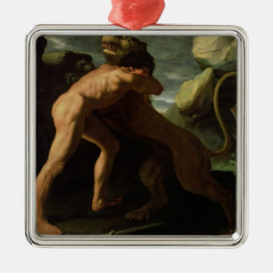 Ornement En Métal Hercule combattant avec le lion de Nemean