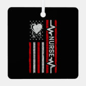 Ornement En Métal Héros américain Drapeau Héros Coeur Infirmière App (Verso)