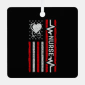 Ornement En Métal Héros américain Drapeau Héros Coeur Infirmière App (Recto)