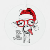 Ornement En Métal Hipster Noël mignonne Giraffe Ho Ho Ho Y'all (Recto)