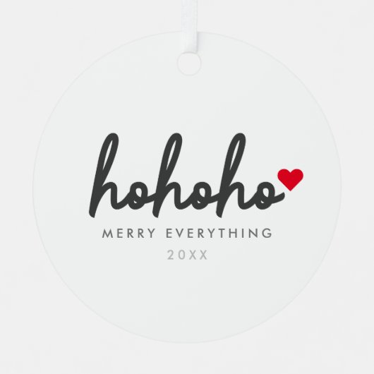 Ornement En Métal Ho Ho | Christmas Heart Modern Minimalist (Recto)