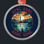Ornement En Métal Hong Kong Chine - Cercle en détresse rétrograde<br><div class="desc">Modèle de déplacement vectoriel rétro de Hong Kong. A Blend of East and West : Hong Kong se targue d'un mélange captivant d'influences chinoises et occidentales.</div>