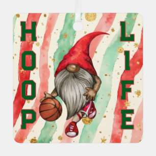 Ornement En Métal Hoop Life Basketball Sport Gnome Noël