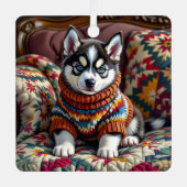 Ornement En Métal Husky Chien Chien Chien Chien Personnalisé Noël (Recto)