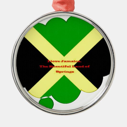 Ornement En Métal I Love Jamaica Text on Flag Art Print (Devant)