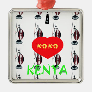 Ornement En Métal I Love Kenya Massai Art Print