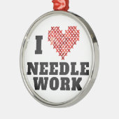 Ornement En Métal I Love Needlework Cross Stitch (Gauche)