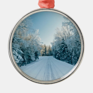 Ornement En Métal Ice & Snow Frozen Winter Road Russia, Siberia
