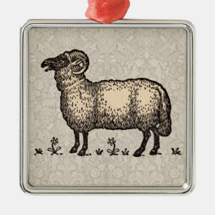 Ornement En Métal Illustration de mouton vintage : Art classique de