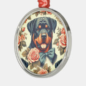 Ornement En Métal Illustration Retro Rottweiler (Gauche)