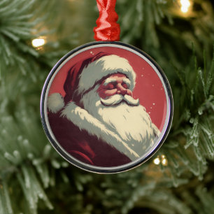 Ornement En Métal Illustration Vintage de Retro Père Noël