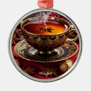 Ornement En Métal Imaginaire Cute Vivid Tasse Thé Noël