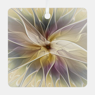 Ornement En Métal Imaginaire Floral Gold Eggplant Art Fractal Abstra