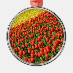 Ornement En Métal Impression d'une ferme à tulipes colorée