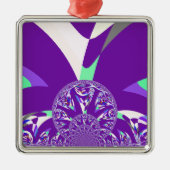 Ornement En Métal Imprimante d'art bleu rétro Cyan Kaleidoscope (Devant)