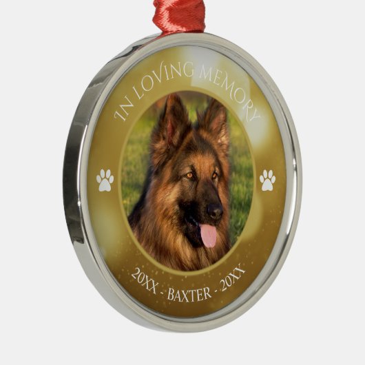 Ornement En Métal In Love Memory Pet Photo Gold Keepsaké (Droite)