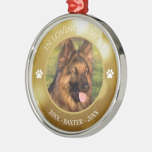 Ornement En Métal In Love Memory Pet Photo Gold Keepsaké (Gauche)