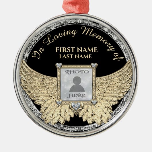 Ornement En Métal In Loving Memory Photo Memorial Diamond Look Meta (Devant)