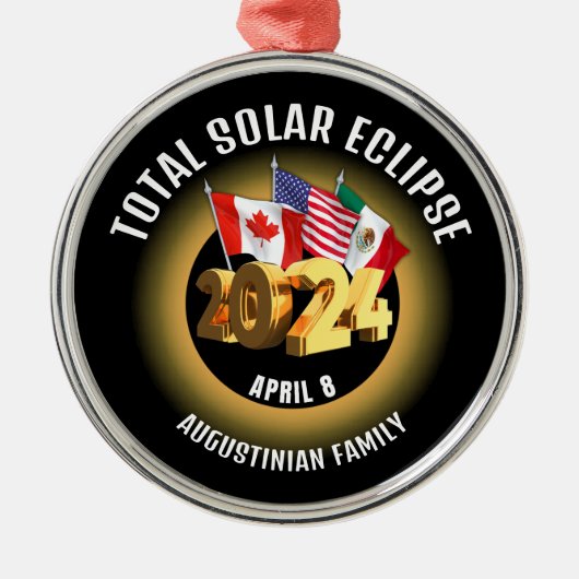 Ornement En Métal Indicateurs 2024 TOTAL SOLAR ECLIPSE Famille (Devant)