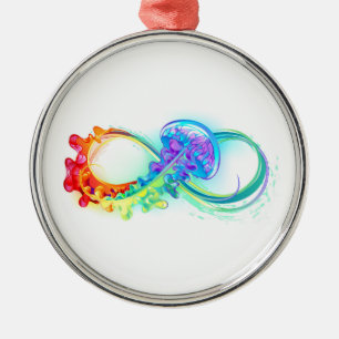 Ornement En Métal Infinity avec Rainbow Jellyfish