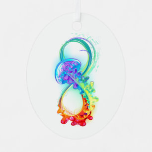 Ornement En Métal Infinity avec Rainbow Jellyfish