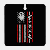 Ornement En Métal Infirmière Appréciation Héros Coeur Vie Drapeau am (Verso)