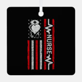 Ornement En Métal Infirmière Appréciation Héros Coeur Vie Drapeau am (Recto)