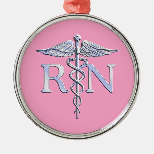 Ornement En Métal Infirmière inscrite Silver Caduceus Décor rose cla (Devant)