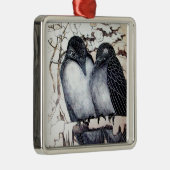 Ornement En Métal INSÉPARABLES D'HIVER DANS LA NEIGE Dessin noir et (Droite)