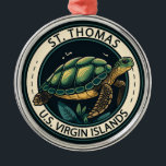 Ornement En Métal Insigne de tortue des îles Vierges américaines St<br><div class="desc">Art vectoriel de St Thomas. Elle est réputée pour ses plages et ses spots de snorkeling.</div>