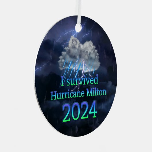 Ornement En Métal J'ai survécu au cyclone Milton 2024 (Avant droite)